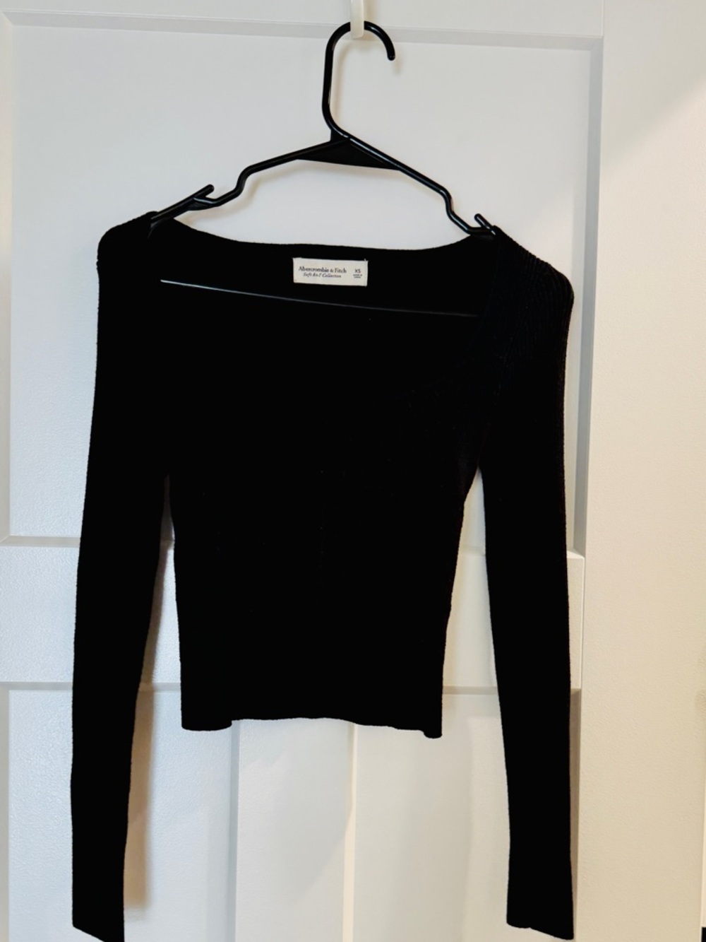 Abercrombie & Fitch Black Ribbed Long Sleeve Square Neck Top